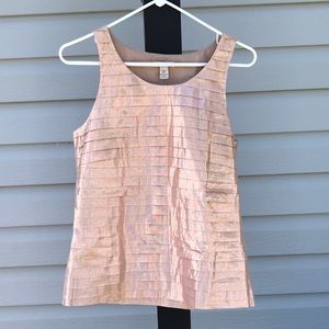 NWOT J CREW SHINY Gold/Cream shimmer shiny sleeveless top XS 2 metallic